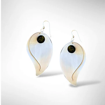 Medium Length Double Leave Dangle Statement Earrings