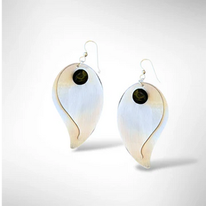 Medium Length Double Leave Dangle Statement Earrings