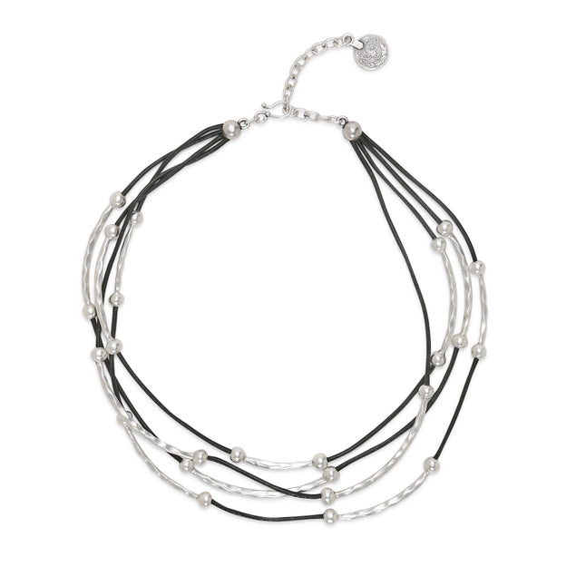 Stylish and Chic Layered Handmade Pewter Necklace