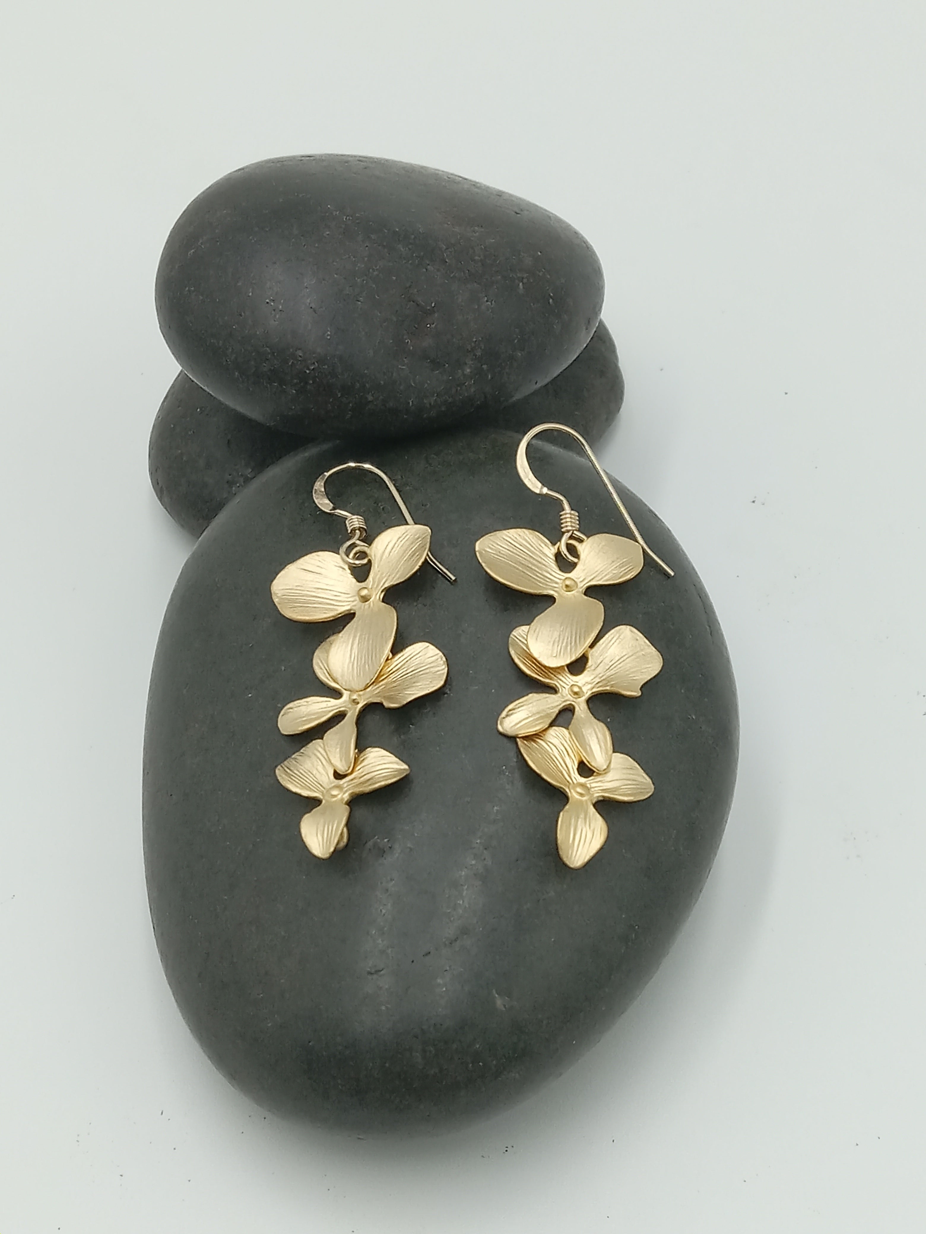 Gold Orchid Cascade Earrings