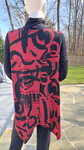 Red & Black Graffiti Print Asymmetric Hem Topper
