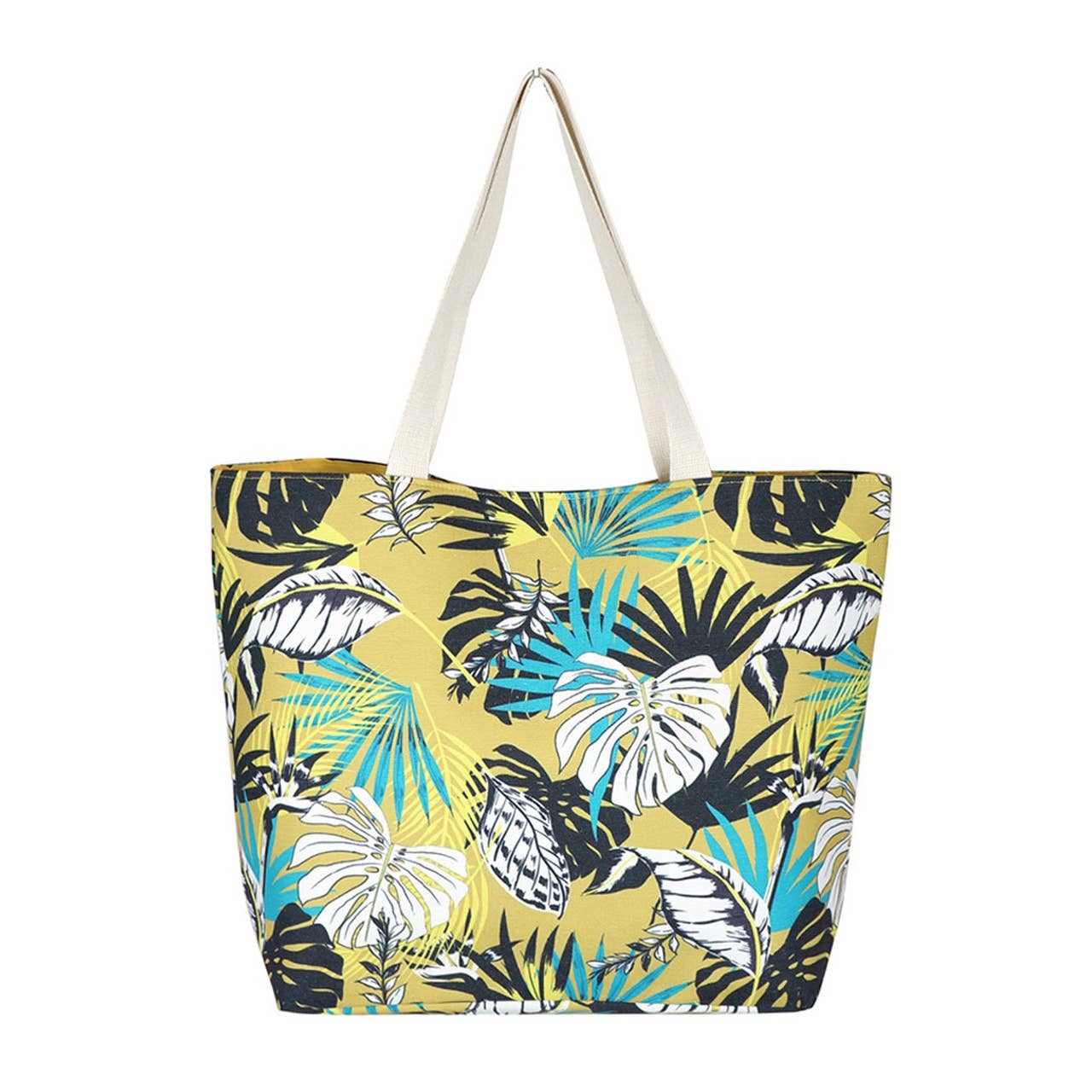 Hand Drawn Tropical Leaves Lined Tote Bag