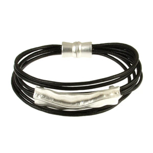 Silver Color Matt Bar Bracelet with Magnetic Closure